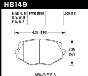 Mazda Miata Brake Pad Sets - Front - Hawk Performance - Blue 9012 - `94-`05 Mazda Miata Brake Pad Sets - Front - Hawk Performance - Blue 9012 - `94-`05
